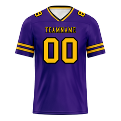 Custom Purple Sleeve Stripes Yellow Personalized Authentic Football Jersey FBJ02-bc0f087