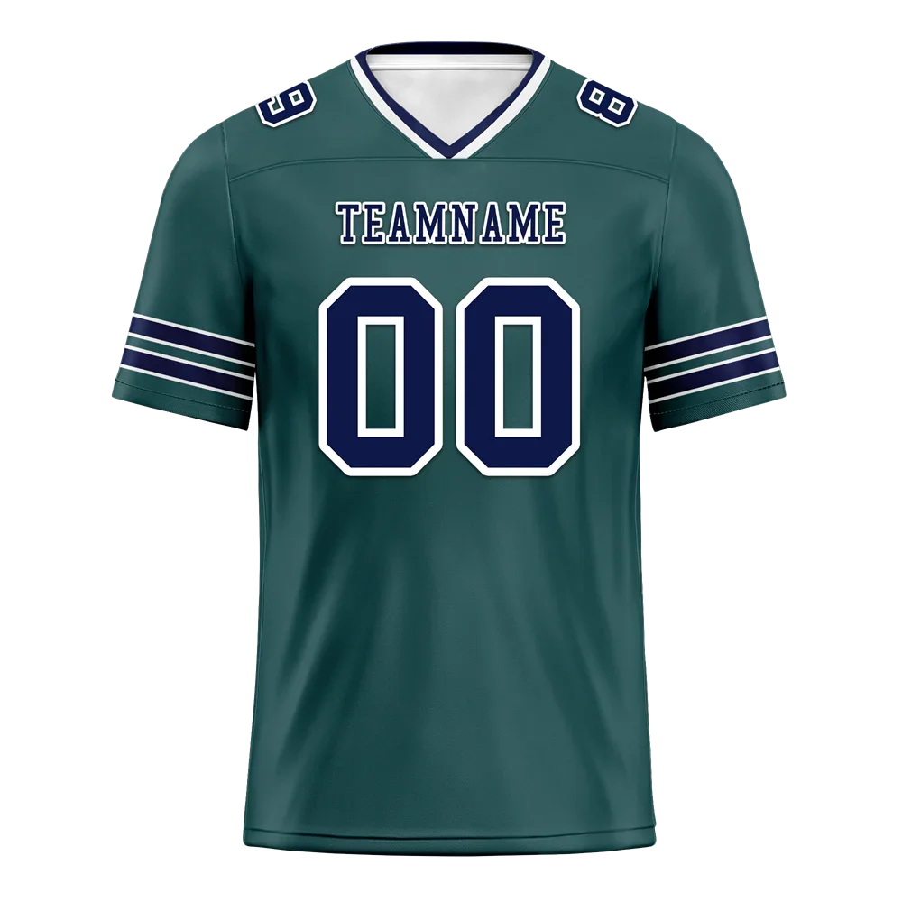 Custom Green Sleeve Stripes Blue Personalized Authentic Football Jersey FBJ02-bc0f088 - Coolcustomize
