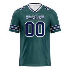 Custom Green Sleeve Stripes Blue Personalized Authentic Football Jersey FBJ02-bc0f088