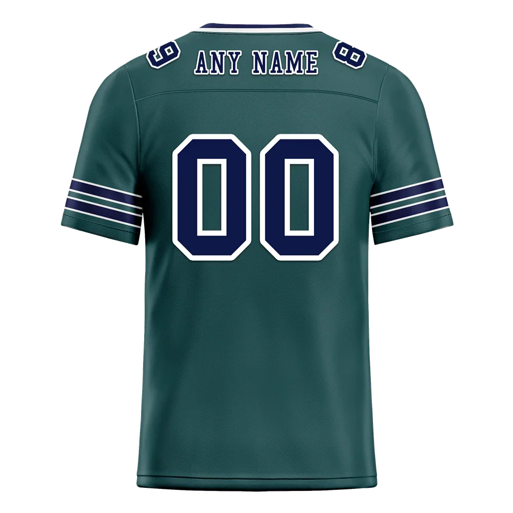 Custom Green Sleeve Stripes Blue Personalized Authentic Football Jersey FBJ02-bc0f088 - Coolcustomize