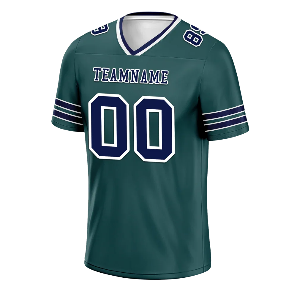 Custom Green Sleeve Stripes Blue Personalized Authentic Football Jersey FBJ02-bc0f088 - Coolcustomize