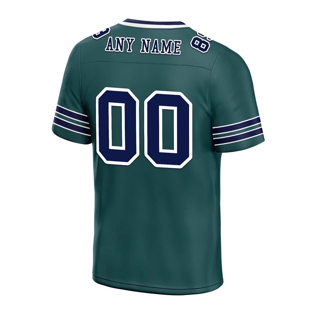 Custom Green Sleeve Stripes Blue Personalized Authentic Football Jersey FBJ02-bc0f088 - Coolcustomize