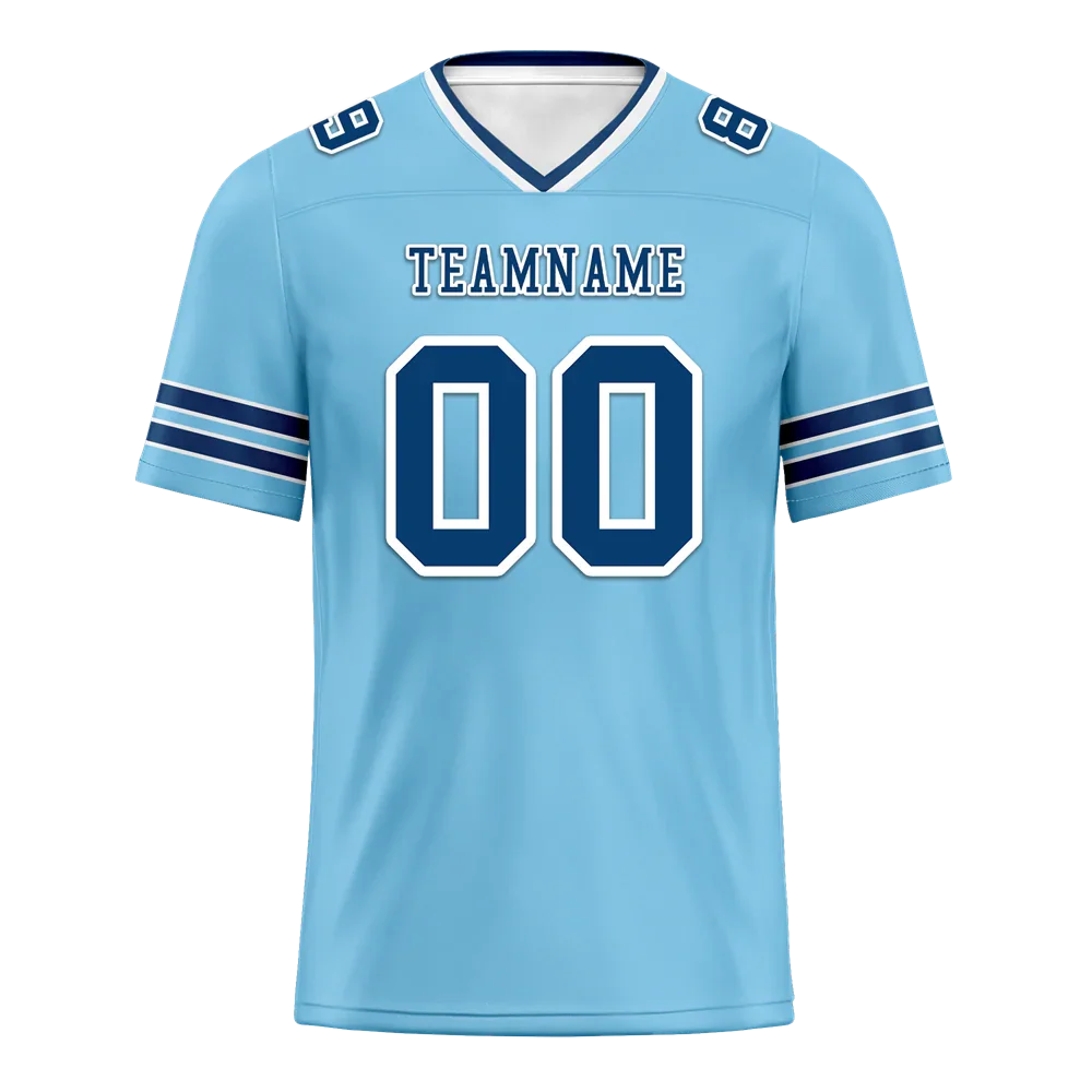 Custom Aqua Sleeve Stripes Blue Personalized Authentic Football Jersey FBJ02-bc0f089 - Coolcustomize