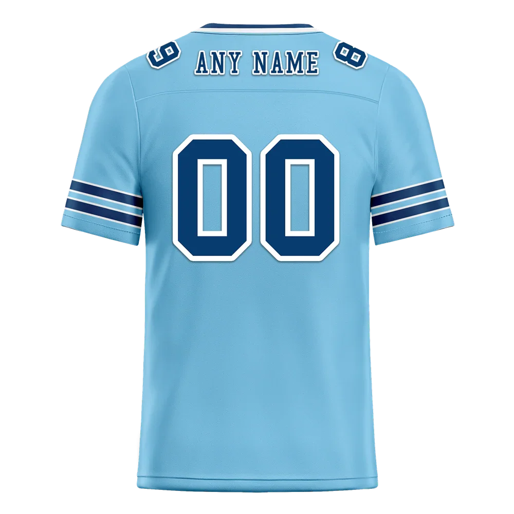 Custom Aqua Sleeve Stripes Blue Personalized Authentic Football Jersey FBJ02-bc0f089 - Coolcustomize