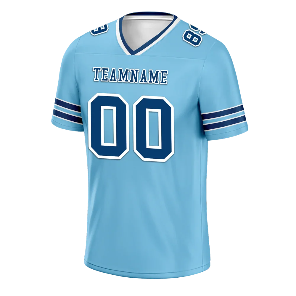 Custom Aqua Sleeve Stripes Blue Personalized Authentic Football Jersey FBJ02-bc0f089 - Coolcustomize