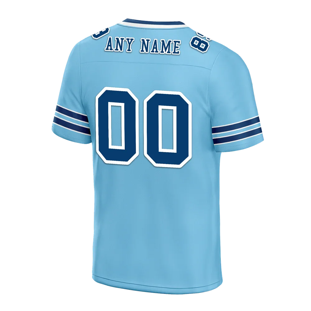 Custom Aqua Sleeve Stripes Blue Personalized Authentic Football Jersey FBJ02-bc0f089 - Coolcustomize