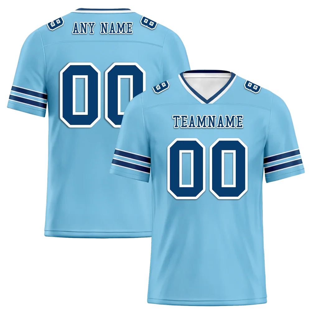 Custom Aqua Sleeve Stripes Blue Personalized Authentic Football Jersey FBJ02-bc0f089 - Coolcustomize