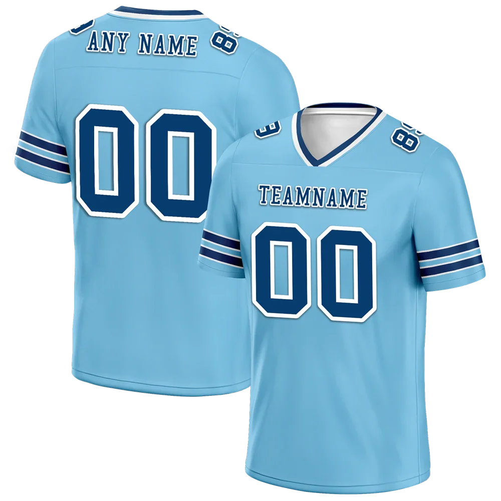 Custom Aqua Sleeve Stripes Blue Personalized Authentic Football Jersey FBJ02-bc0f089 - Coolcustomize