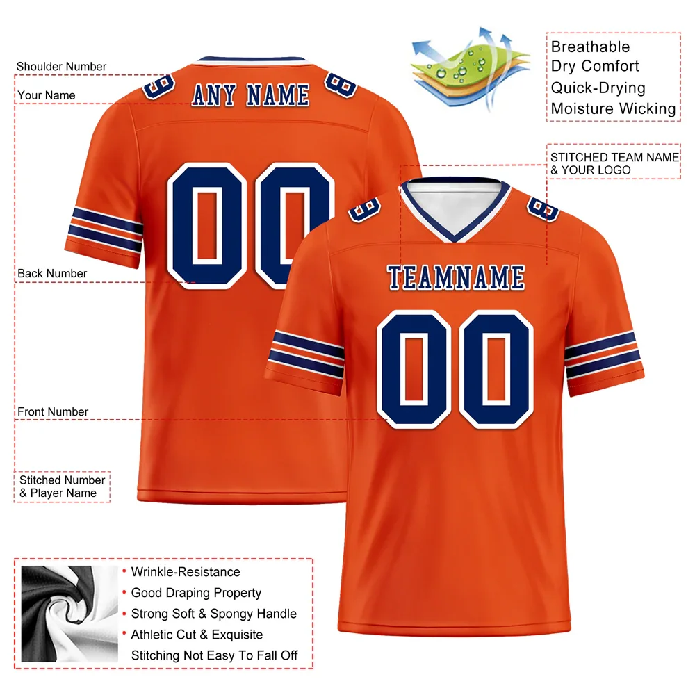 Custom Red Sleeve Stripes Blue Personalized Authentic Football Jersey FBJ02-bc0f090 - Coolcustomize
