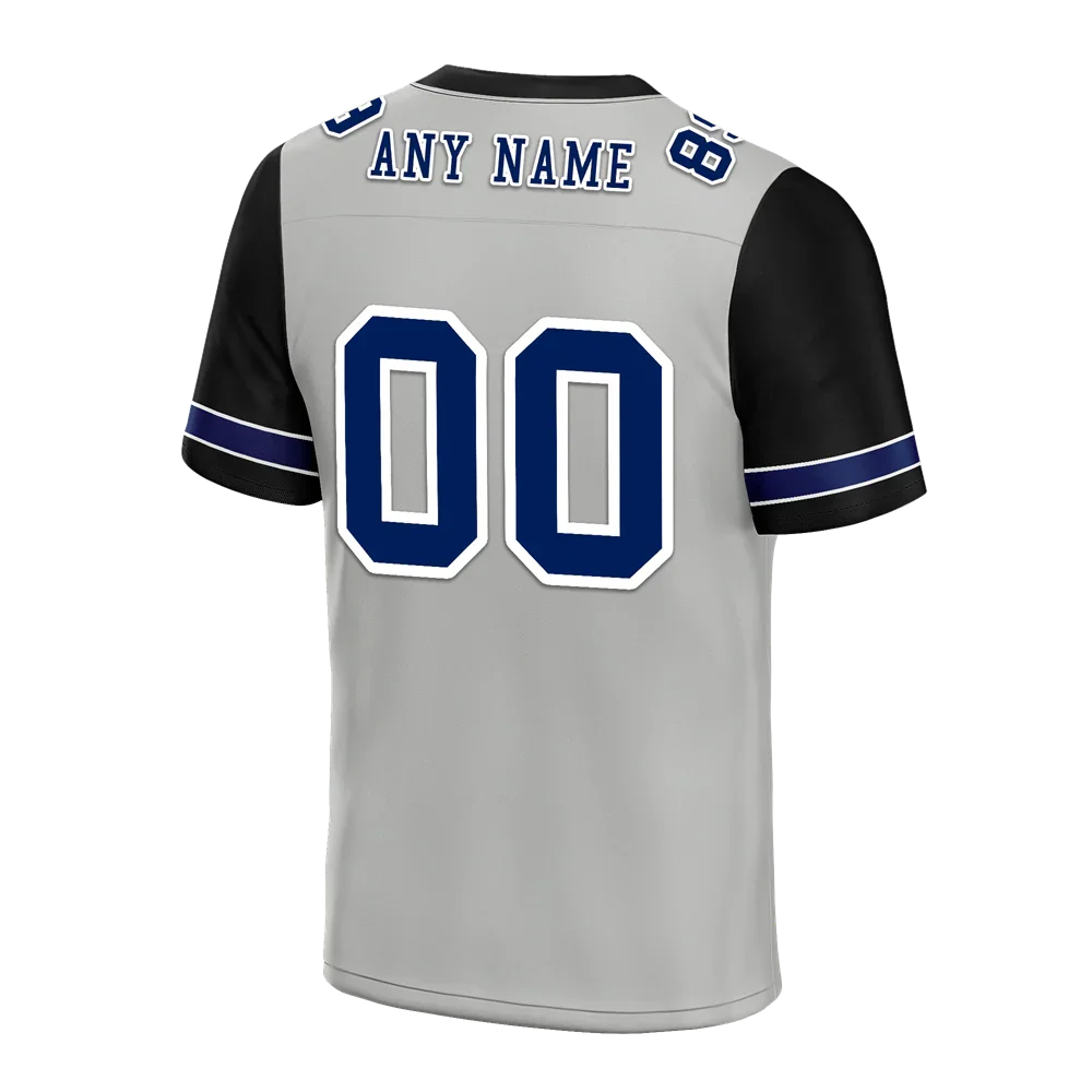 Custom Grey Black Two Tone Blue Personalized Authentic Football Jersey FBJ02-bc0f09a - Coolcustomize