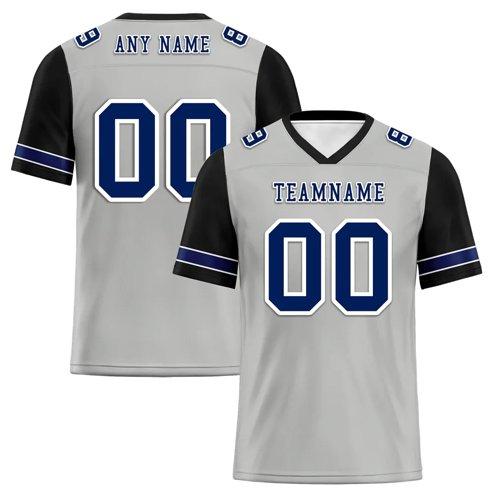 Custom Grey Black Two Tone Blue Personalized Authentic Football Jersey FBJ02-bc0f09a - Coolcustomize
