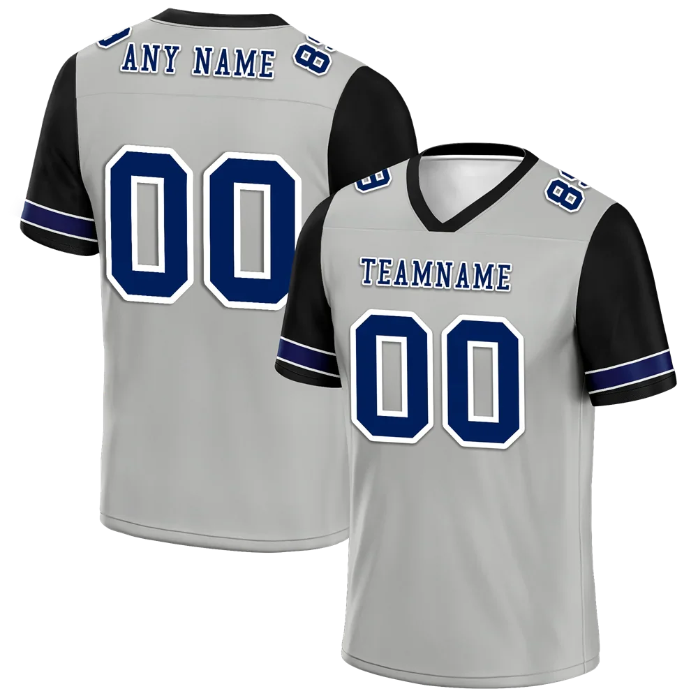 Custom Grey Black Two Tone Blue Personalized Authentic Football Jersey FBJ02-bc0f09a - Coolcustomize