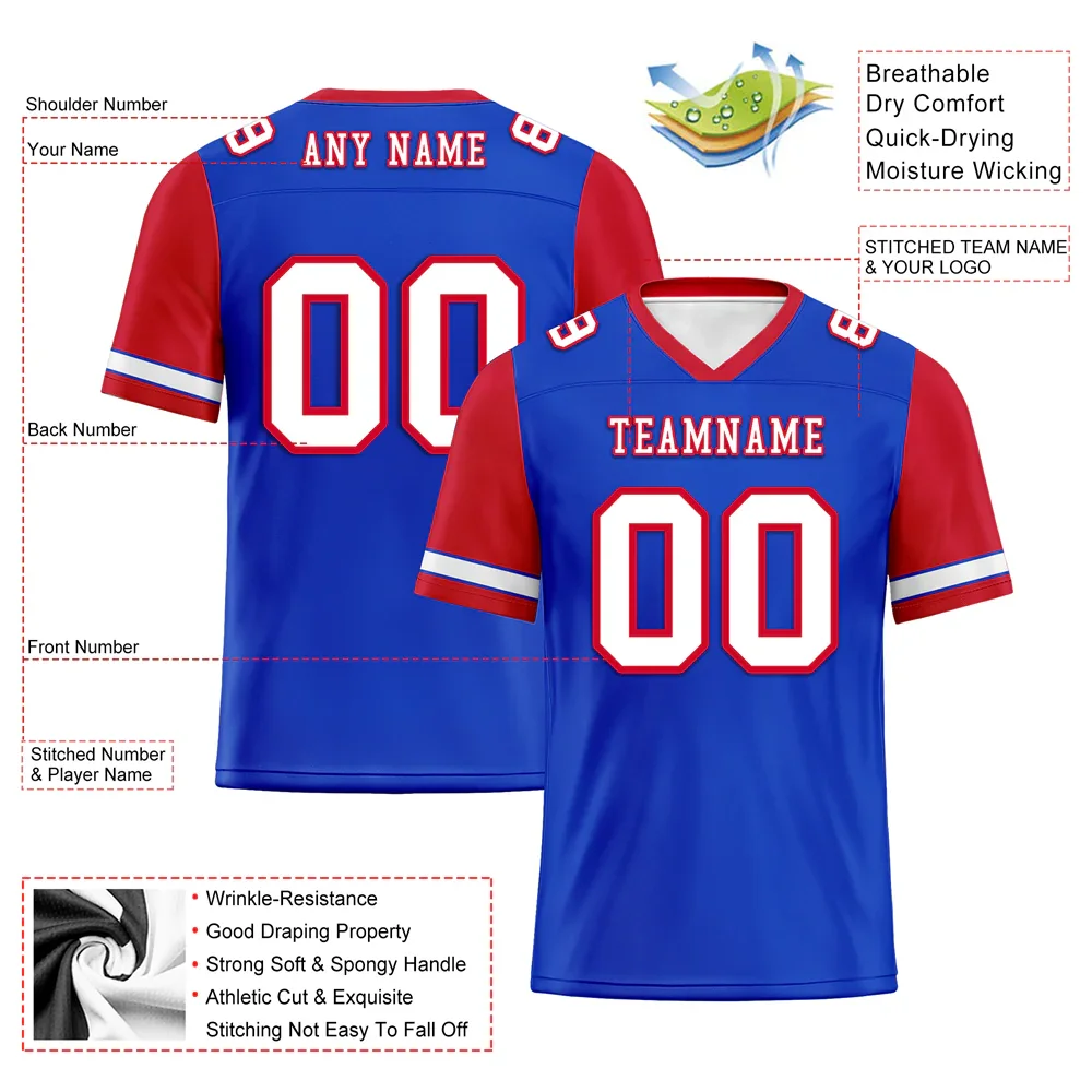 Custom Blue Red Two Tone White Personalized Authentic Football Jersey FBJ02-bc0f09d - Coolcustomize