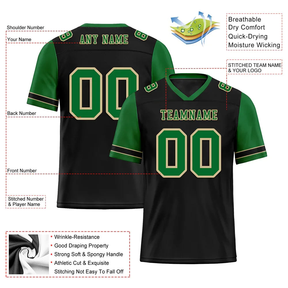 Custom Black Green Two Tone Green Personalized Authentic Football Jersey FBJ02-bc0f097 - Coolcustomize