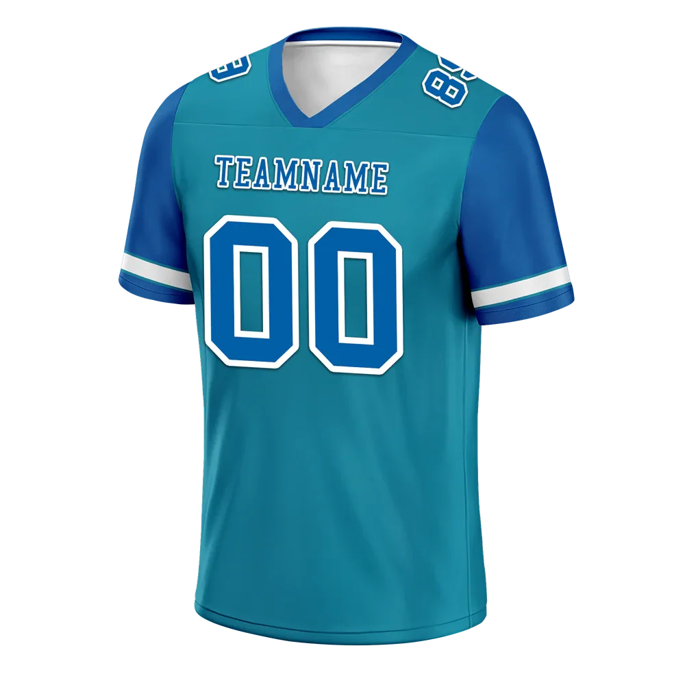 Custom Aqua Blue Two Tone Blue Personalized Authentic Football Jersey FBJ02-bc0f098 - Coolcustomize
