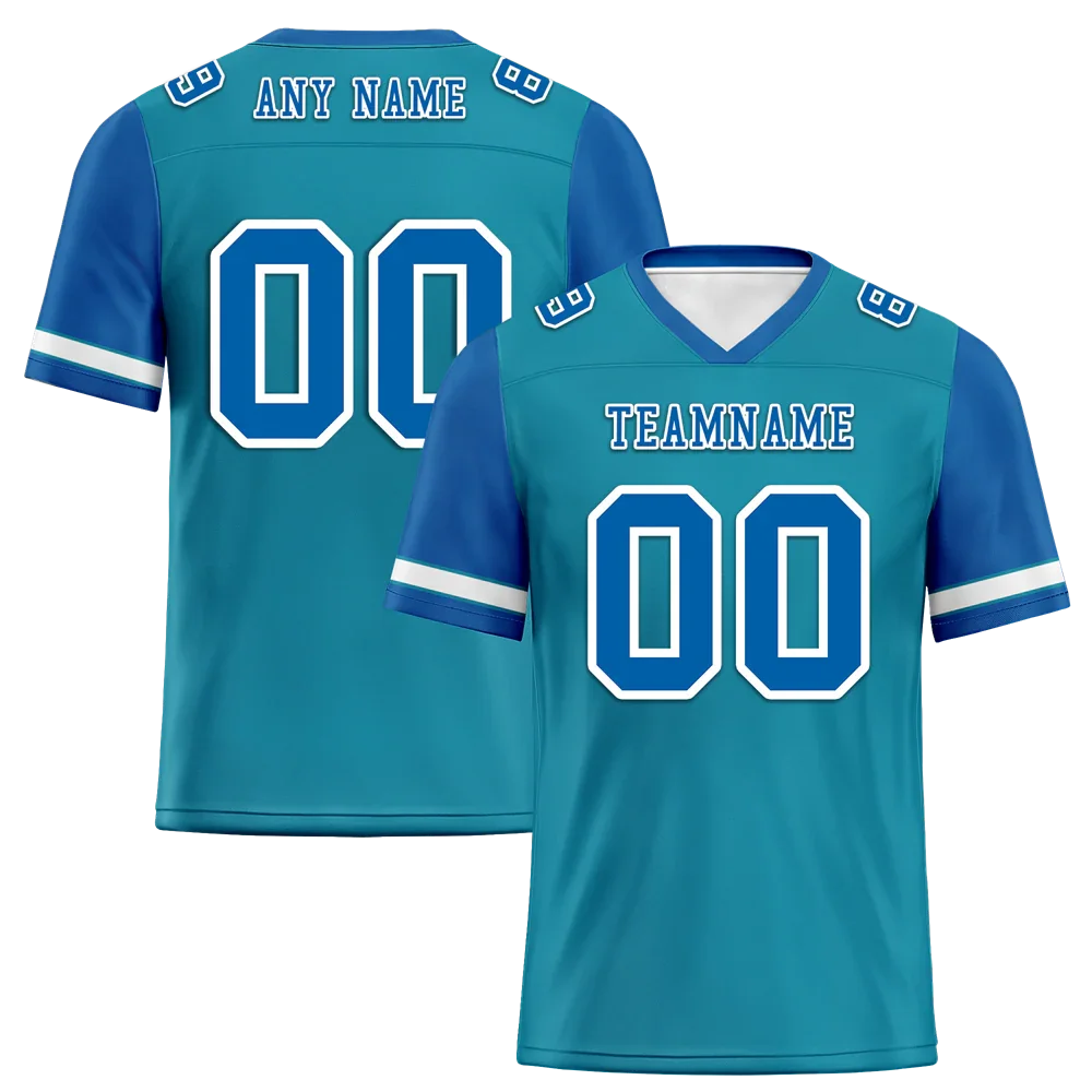 Custom Aqua Blue Two Tone Blue Personalized Authentic Football Jersey FBJ02-bc0f098 - Coolcustomize