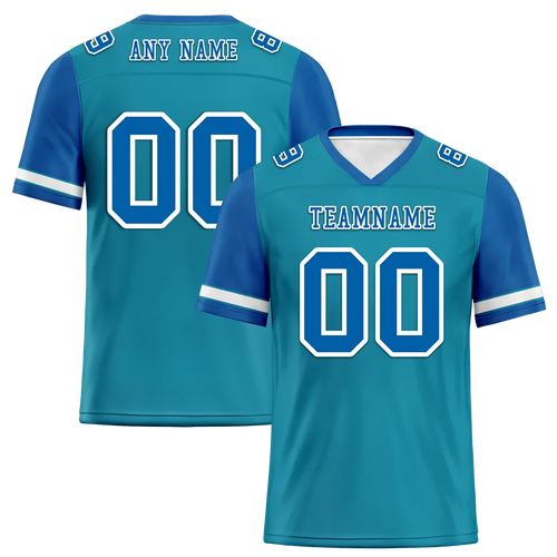 Custom Aqua Blue Two Tone Blue Personalized Authentic Football Jersey FBJ02-bc0f098 - Coolcustomize