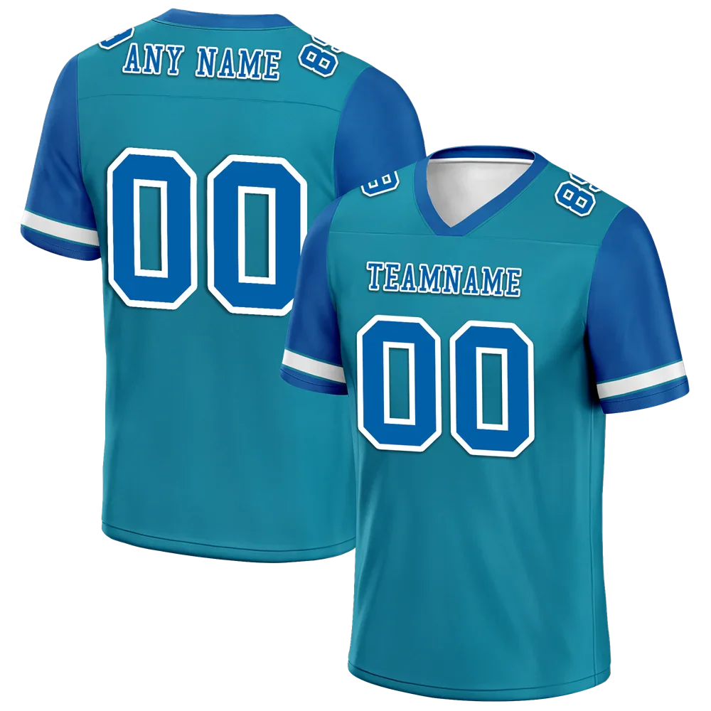 Custom Aqua Blue Two Tone Blue Personalized Authentic Football Jersey FBJ02-bc0f098 - Coolcustomize