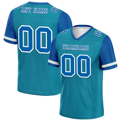 Custom Aqua Blue Two Tone Blue Personalized Authentic Football Jersey FBJ02-bc0f098