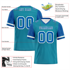 Custom Aqua Blue Two Tone Blue Personalized Authentic Football Jersey FBJ02-bc0f098