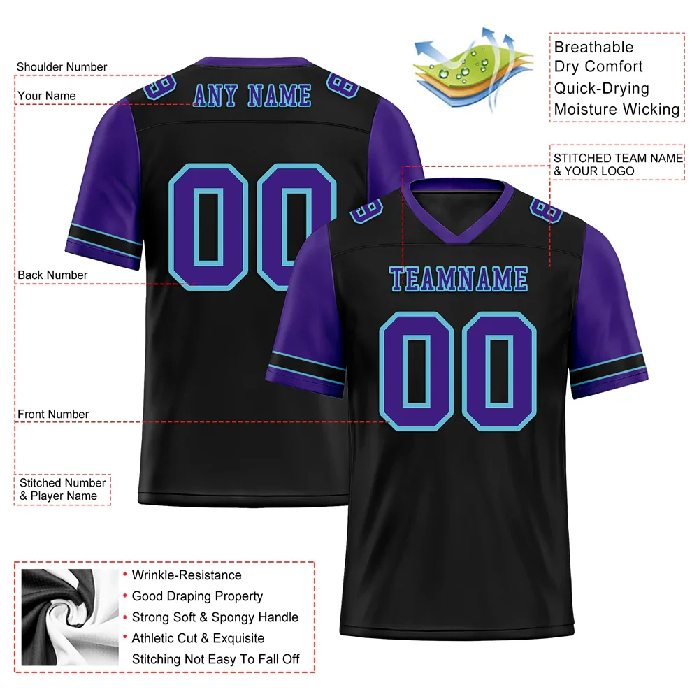 Custom Black Purple Two Tone Purple Personalized Authentic Football Jersey FBJ02-bc0f099 - Coolcustomize