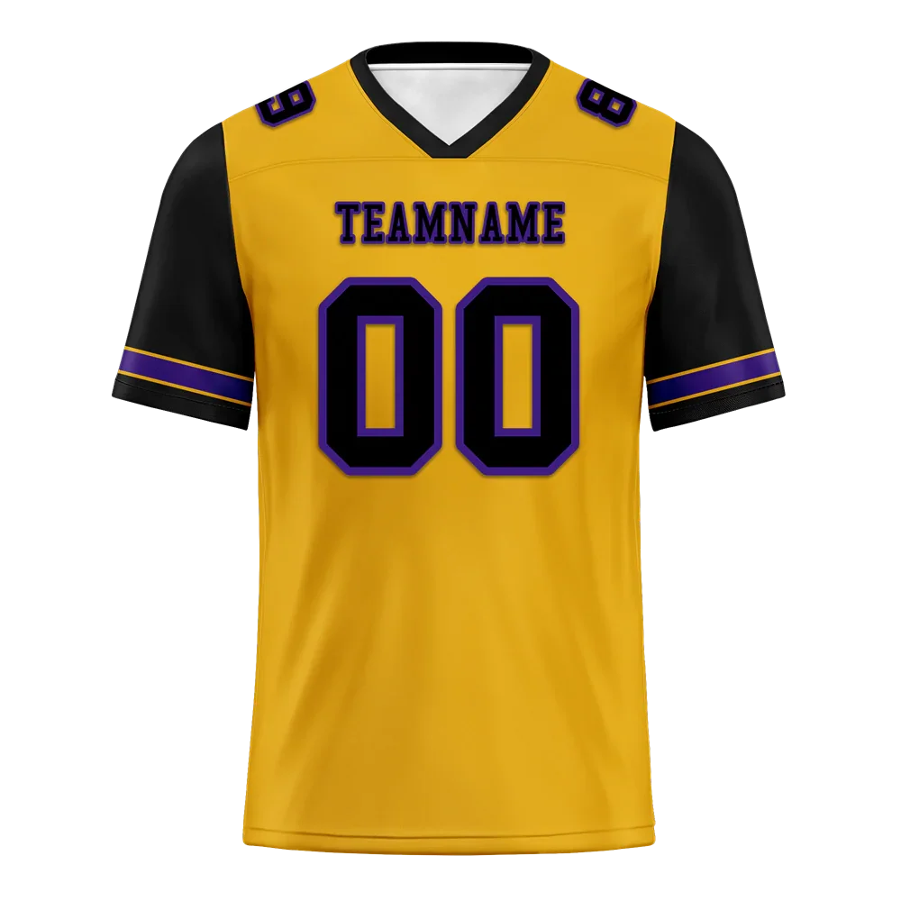 Custom Yellow Black Two Tone Black Personalized Authentic Football Jersey FBJ02-bc0fa00 - Coolcustomize