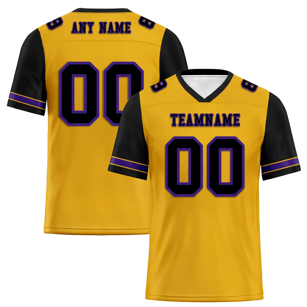 Custom Yellow Black Two Tone Black Personalized Authentic Football Jersey FBJ02-bc0fa00 - Coolcustomize