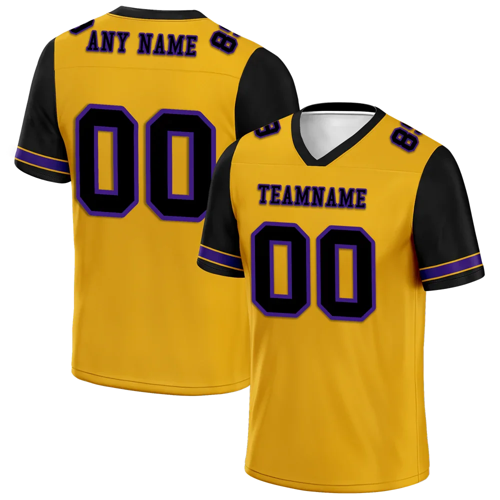 Custom Yellow Black Two Tone Black Personalized Authentic Football Jersey FBJ02-bc0fa00 - Coolcustomize