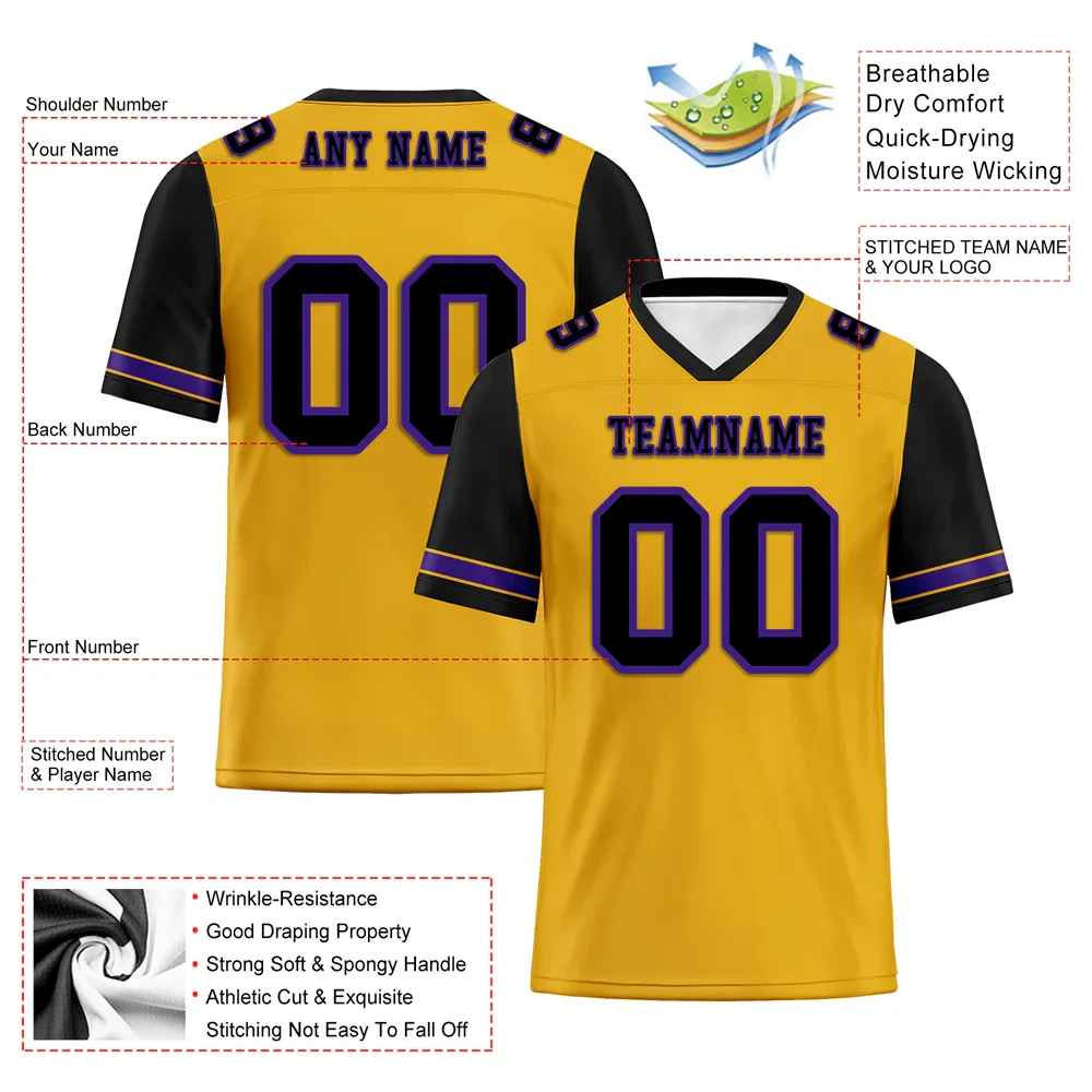 Custom Yellow Black Two Tone Black Personalized Authentic Football Jersey FBJ02-bc0fa00 - Coolcustomize