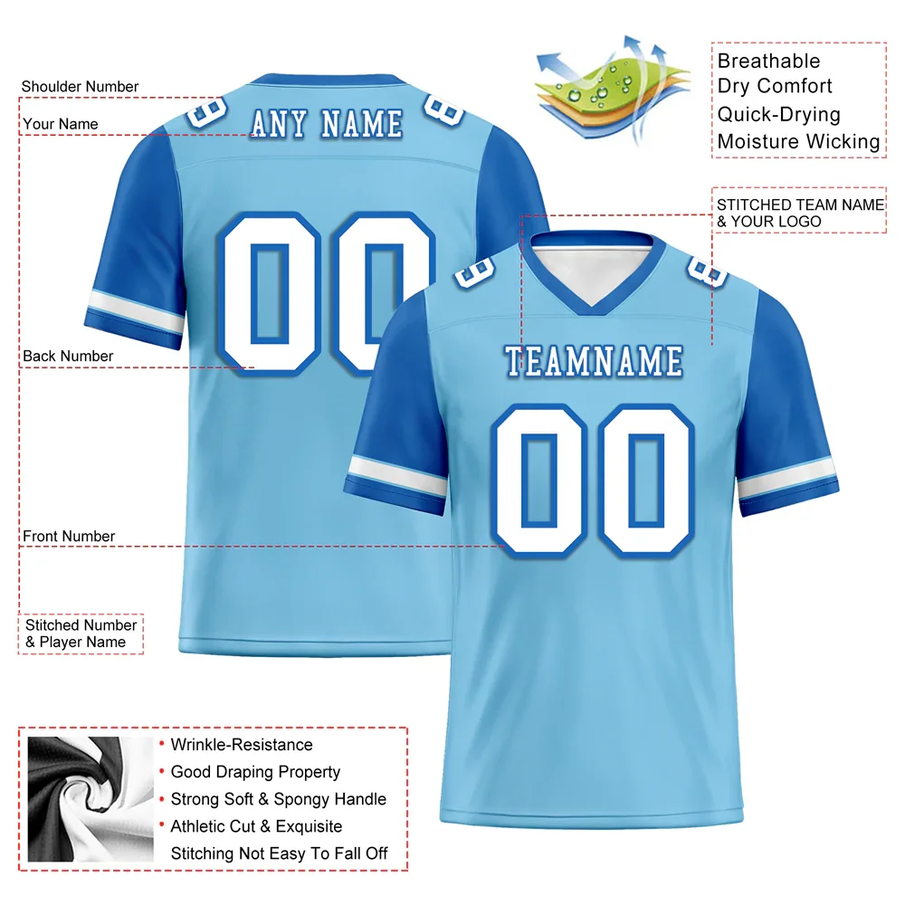 Custom Aqua Blue Two Tone White Personalized Authentic Football Jersey FBJ02-bc0fa0a - Coolcustomize
