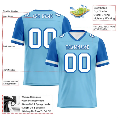 Custom Aqua Blue Two Tone White Personalized Authentic Football Jersey FBJ02-bc0fa0a - Coolcustomize