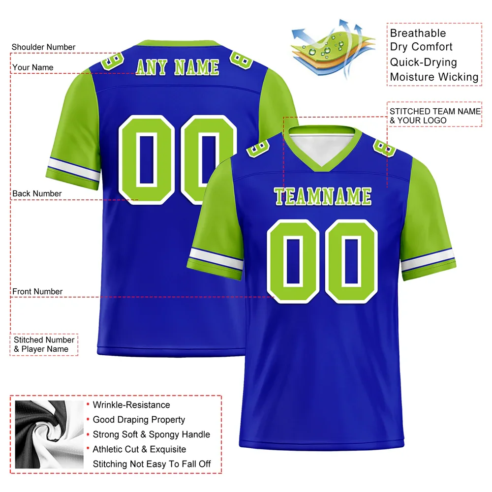 Custom Blue Green Two Tone Green Personalized Authentic Football Jersey FBJ02-bc0fa0c - Coolcustomize