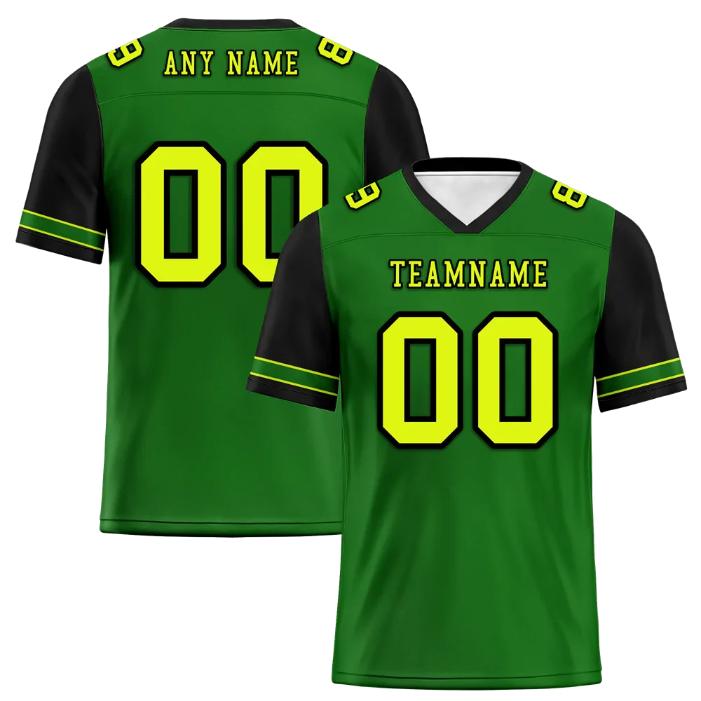 Custom Green Black Two Tone Yellow Personalized Authentic Football Jersey FBJ02-bc0fa0e - Coolcustomize
