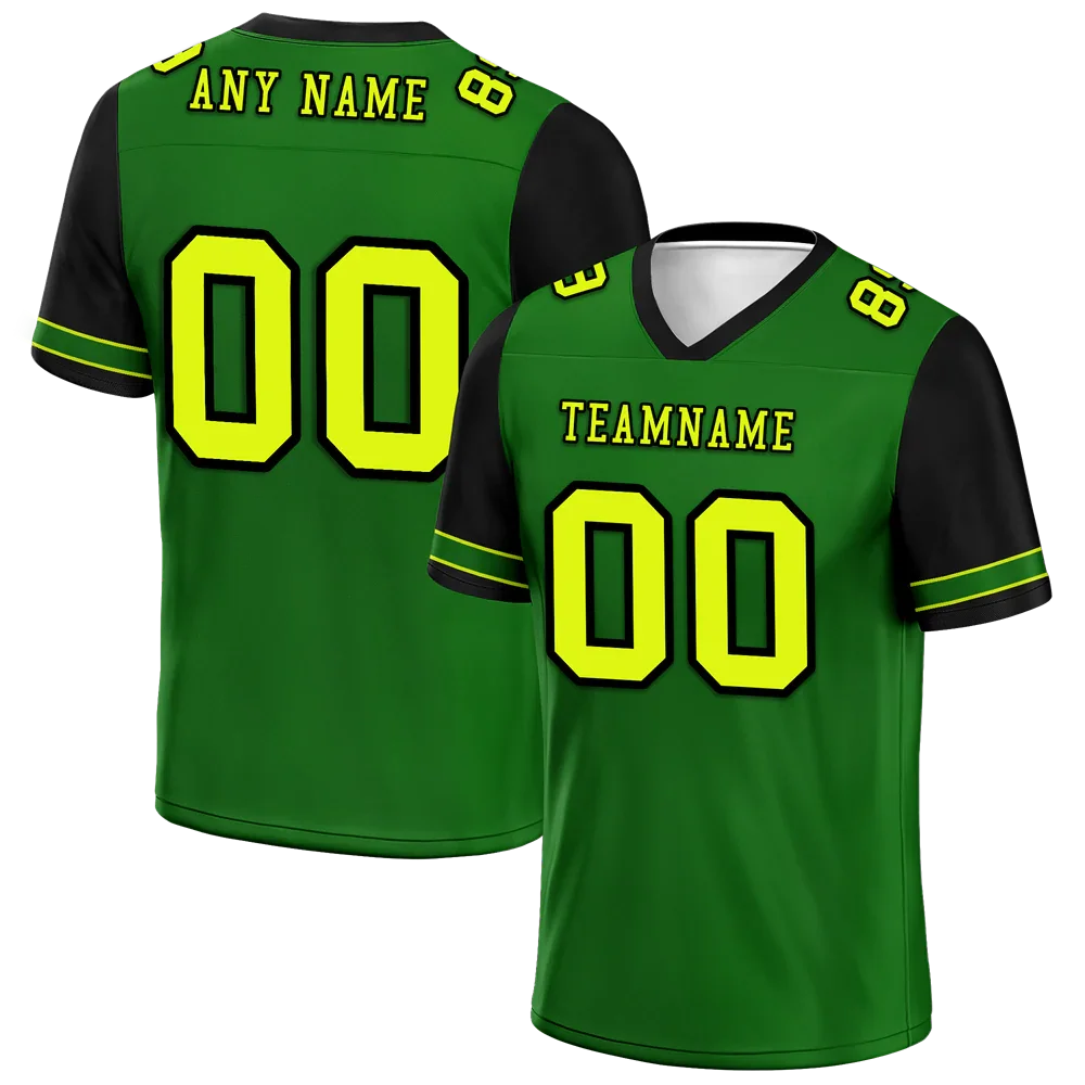 Custom Green Black Two Tone Yellow Personalized Authentic Football Jersey FBJ02-bc0fa0e - Coolcustomize