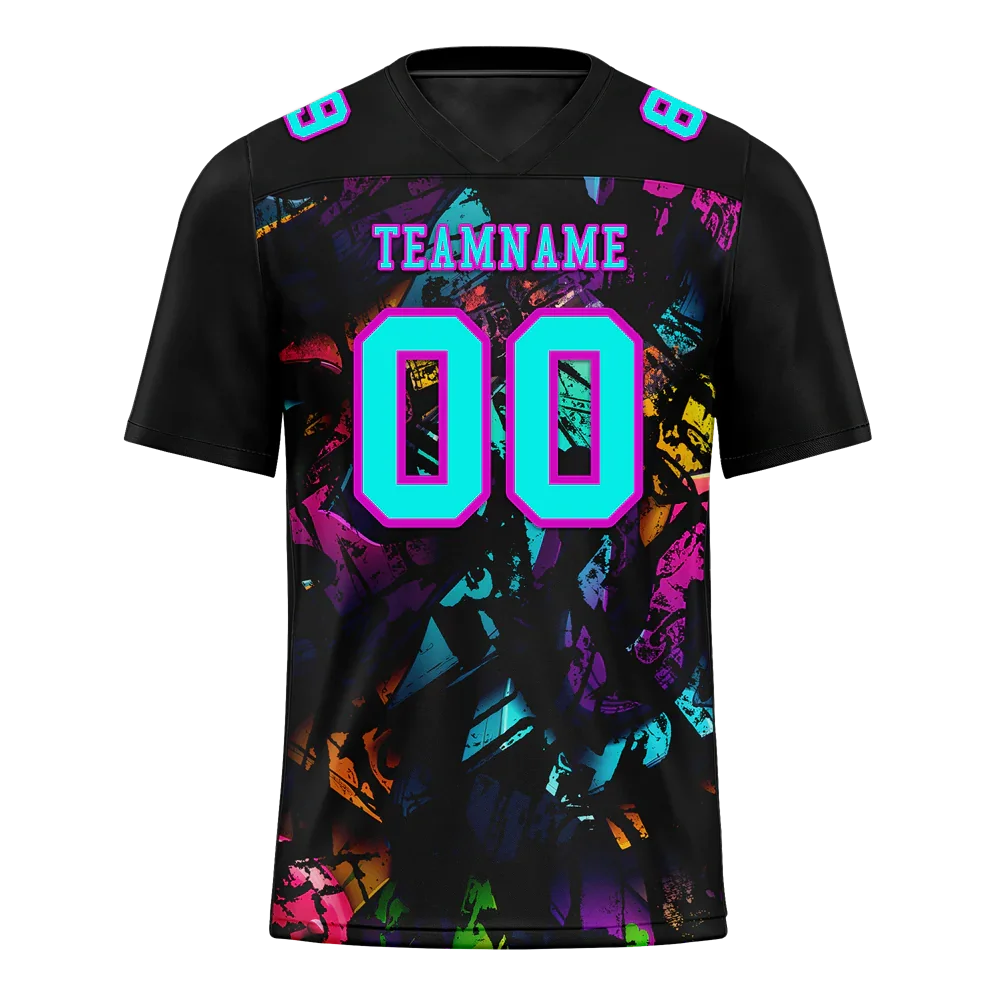 Custom Black Graffiti Pattern Aqua Personalized Authentic Football Jersey FBJ02-bc0faba - Coolcustomize