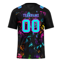 Custom Black Graffiti Pattern Aqua Personalized Authentic Football Jersey FBJ02-bc0faba