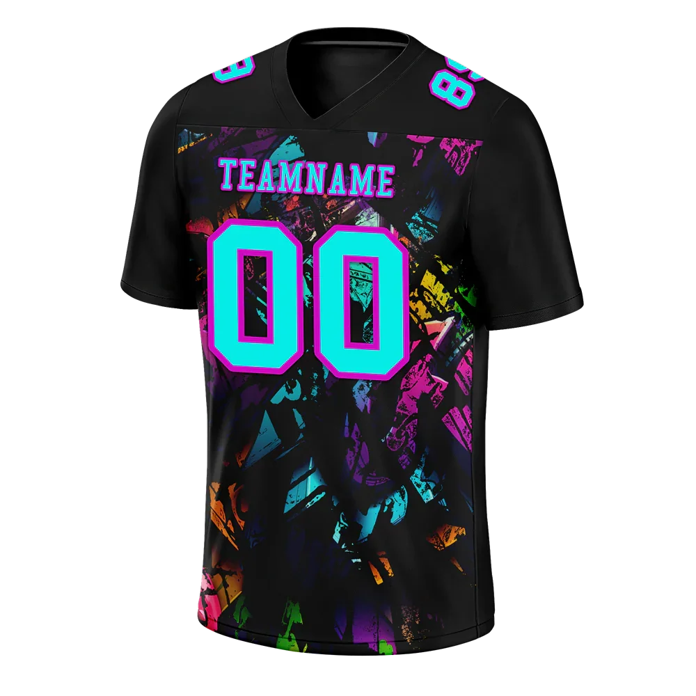 Custom Black Graffiti Pattern Aqua Personalized Authentic Football Jersey FBJ02-bc0faba - Coolcustomize