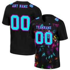 Custom Black Graffiti Pattern Aqua Personalized Authentic Football Jersey FBJ02-bc0faba