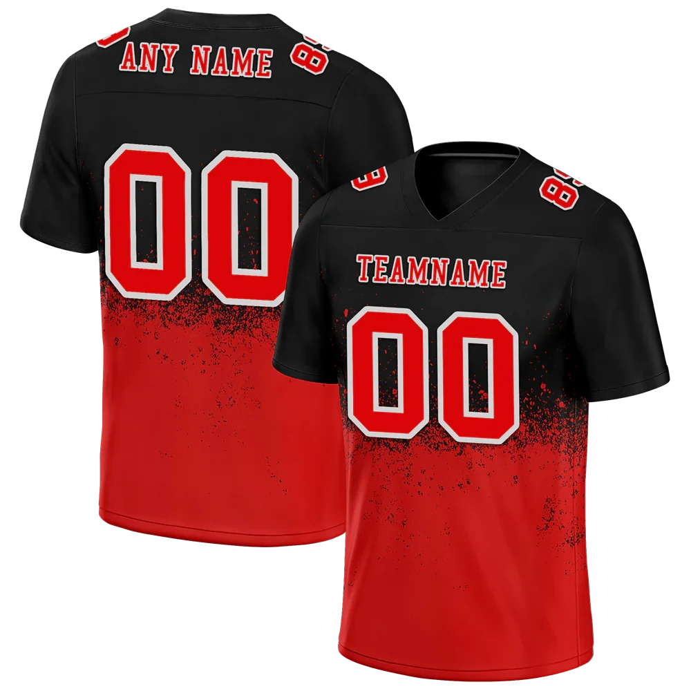 Custom Black Red Graffiti Pattern Red Personalized Authentic Football Jersey FBJ02-bc0fabf - Coolcustomize