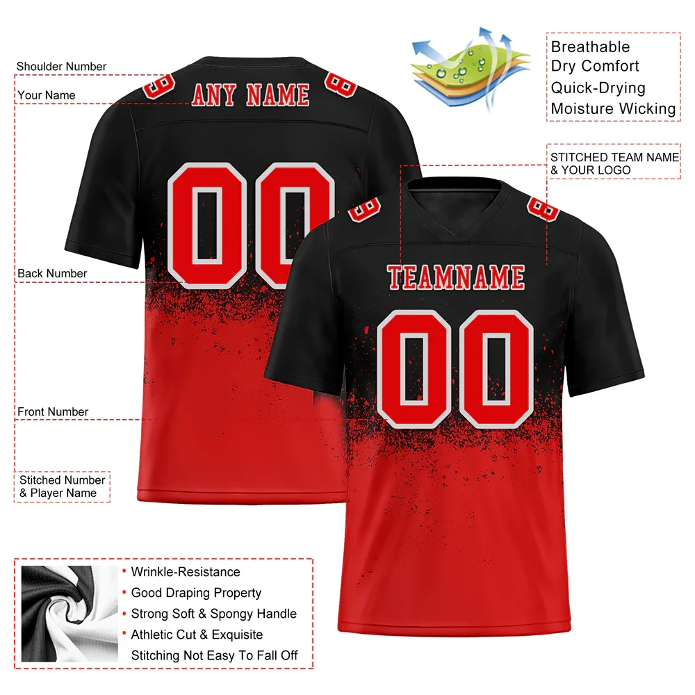 Custom Black Red Graffiti Pattern Red Personalized Authentic Football Jersey FBJ02-bc0fabf - Coolcustomize