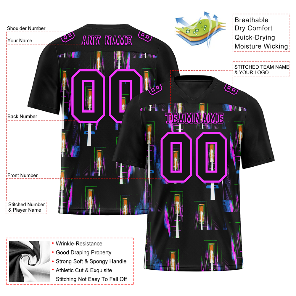 Custom Black Graffiti Pattern Black Personalized Authentic Football Jersey FBJ02-bc0fab7