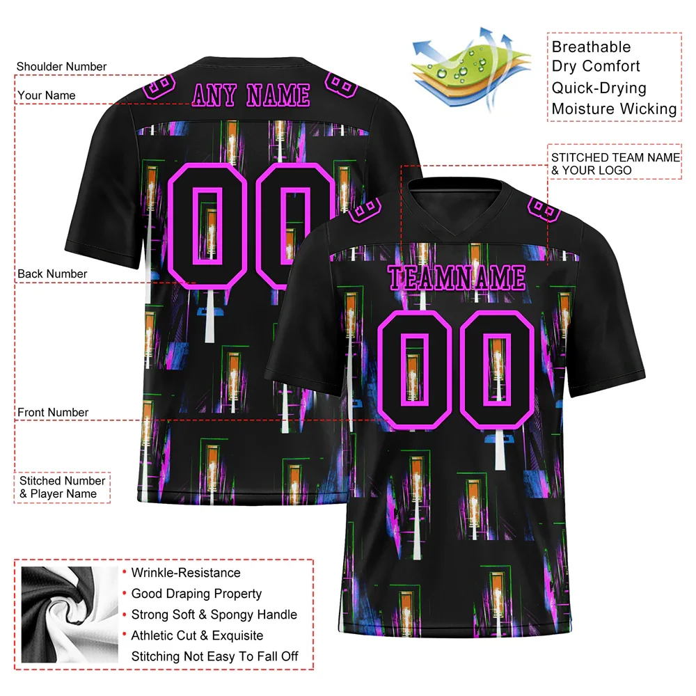 Custom Black Graffiti Pattern Black Personalized Authentic Football Jersey FBJ02-bc0fab7 - Coolcustomize