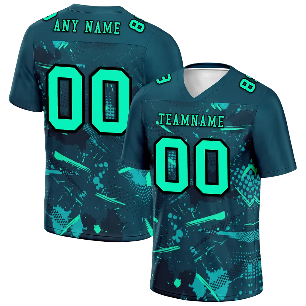 Custom Green Graffiti Pattern Green Personalized Authentic Football Jersey FBJ02-bc0fab8 - Coolcustomize