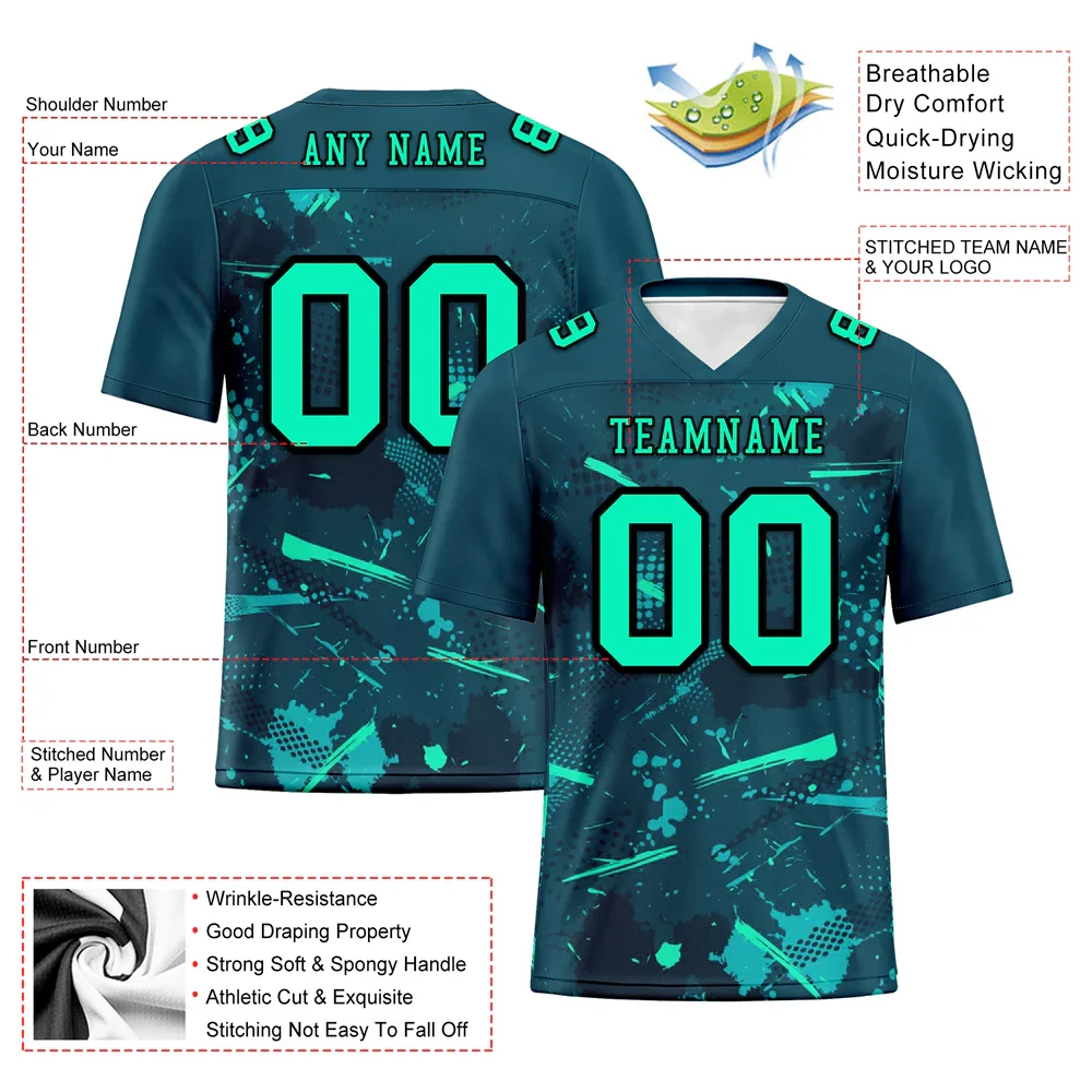 Custom Green Graffiti Pattern Green Personalized Authentic Football Jersey FBJ02-bc0fab8 - Coolcustomize
