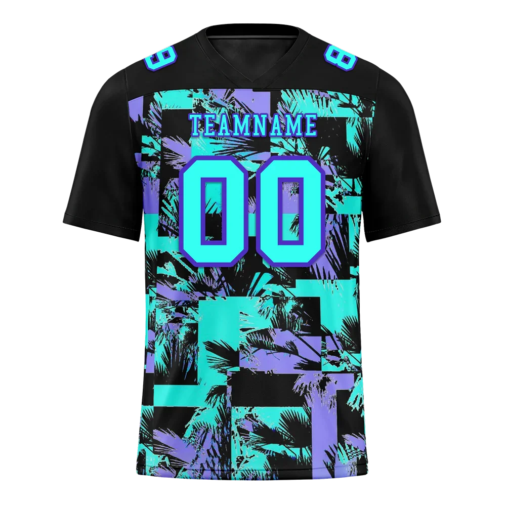 Custom Black Graffiti Pattern Aqua Personalized Authentic Football Jersey FBJ02-bc0fab9 - Coolcustomize