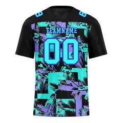 Custom Black Graffiti Pattern Aqua Personalized Authentic Football Jersey FBJ02-bc0fab9