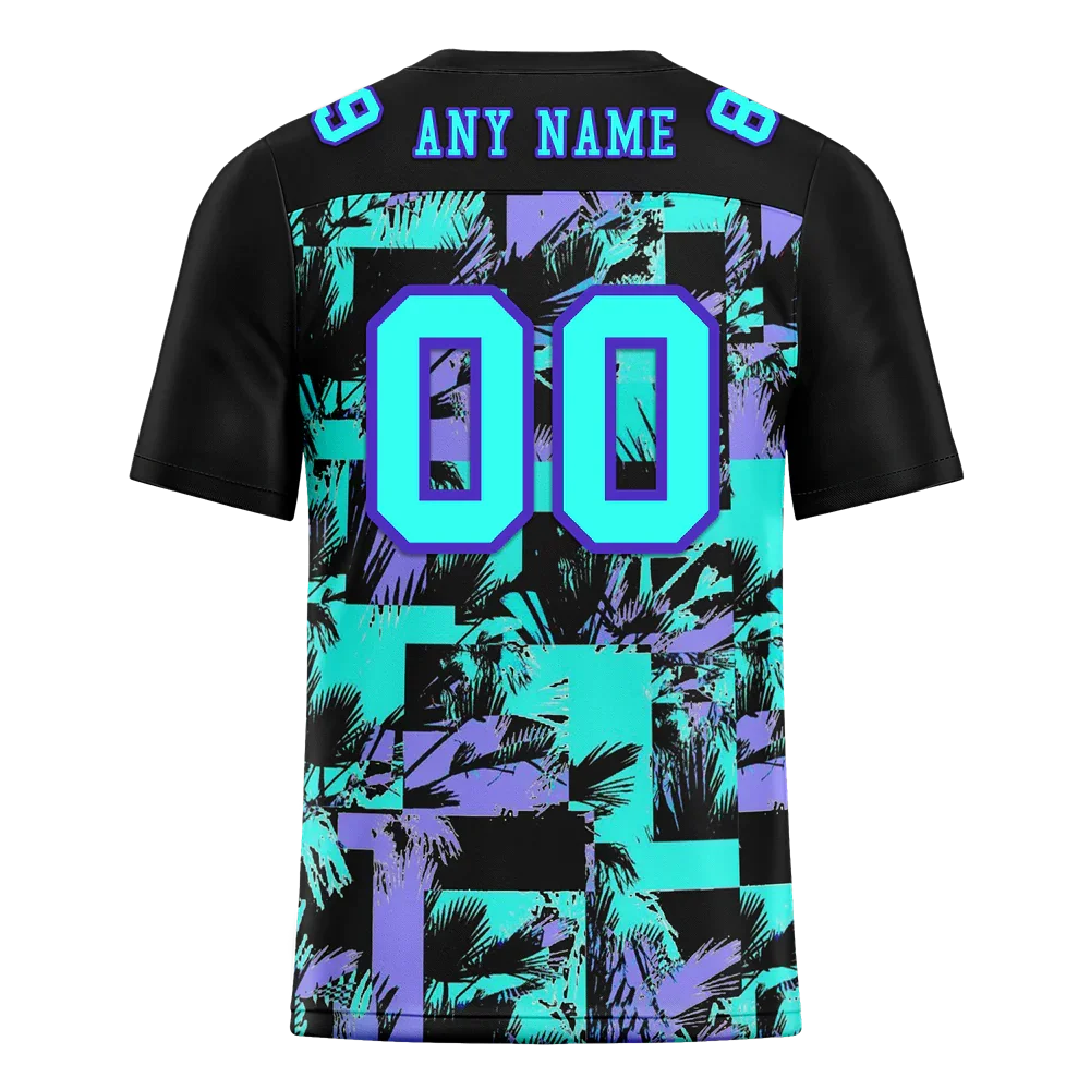 Custom Black Graffiti Pattern Aqua Personalized Authentic Football Jersey FBJ02-bc0fab9 - Coolcustomize