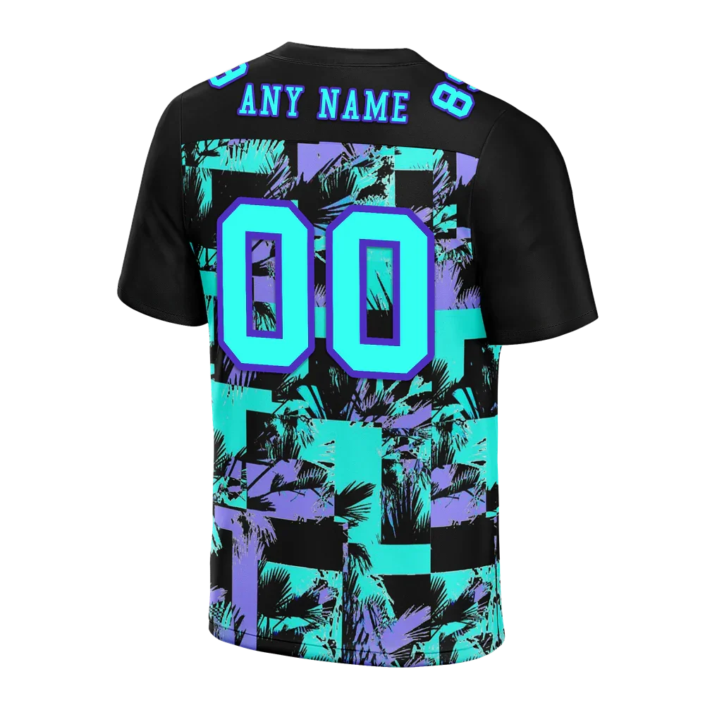 Custom Black Graffiti Pattern Aqua Personalized Authentic Football Jersey FBJ02-bc0fab9 - Coolcustomize