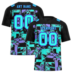 Custom Black Graffiti Pattern Aqua Personalized Authentic Football Jersey FBJ02-bc0fab9