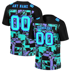 Custom Black Graffiti Pattern Aqua Personalized Authentic Football Jersey FBJ02-bc0fab9